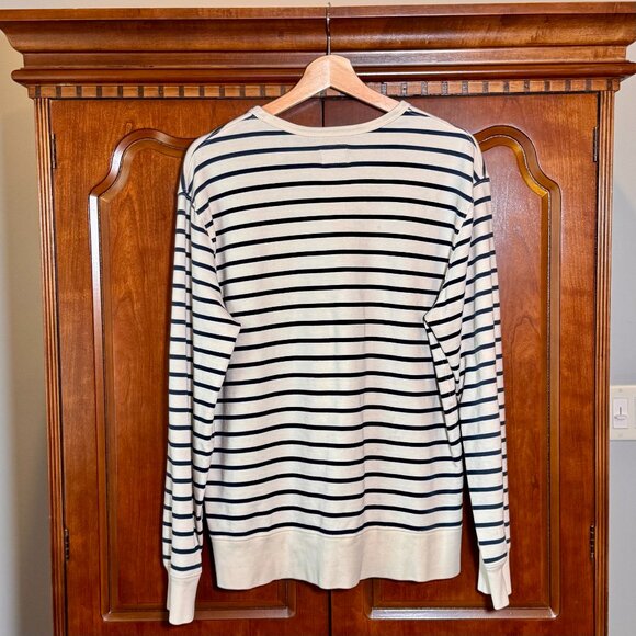 J.Crew Authentic Fleece Stripe Crewneck (C3247) Cotton Pullover, M - Picture 2 of 7